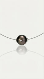 Tahitian Pearl - Round 12 mm Single Diamond Omega — Levendi Jewellers