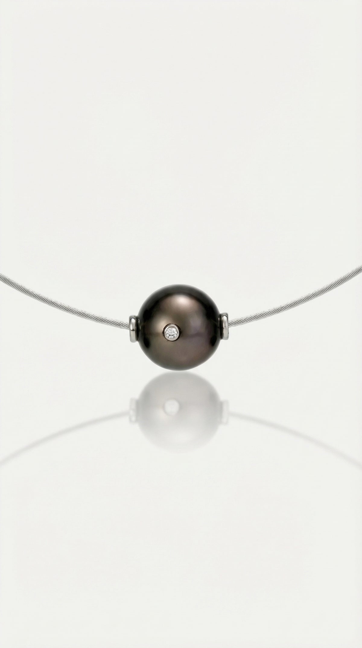 Tahitian Pearl - Round 12 mm Single Diamond Omega — Levendi Jewellers