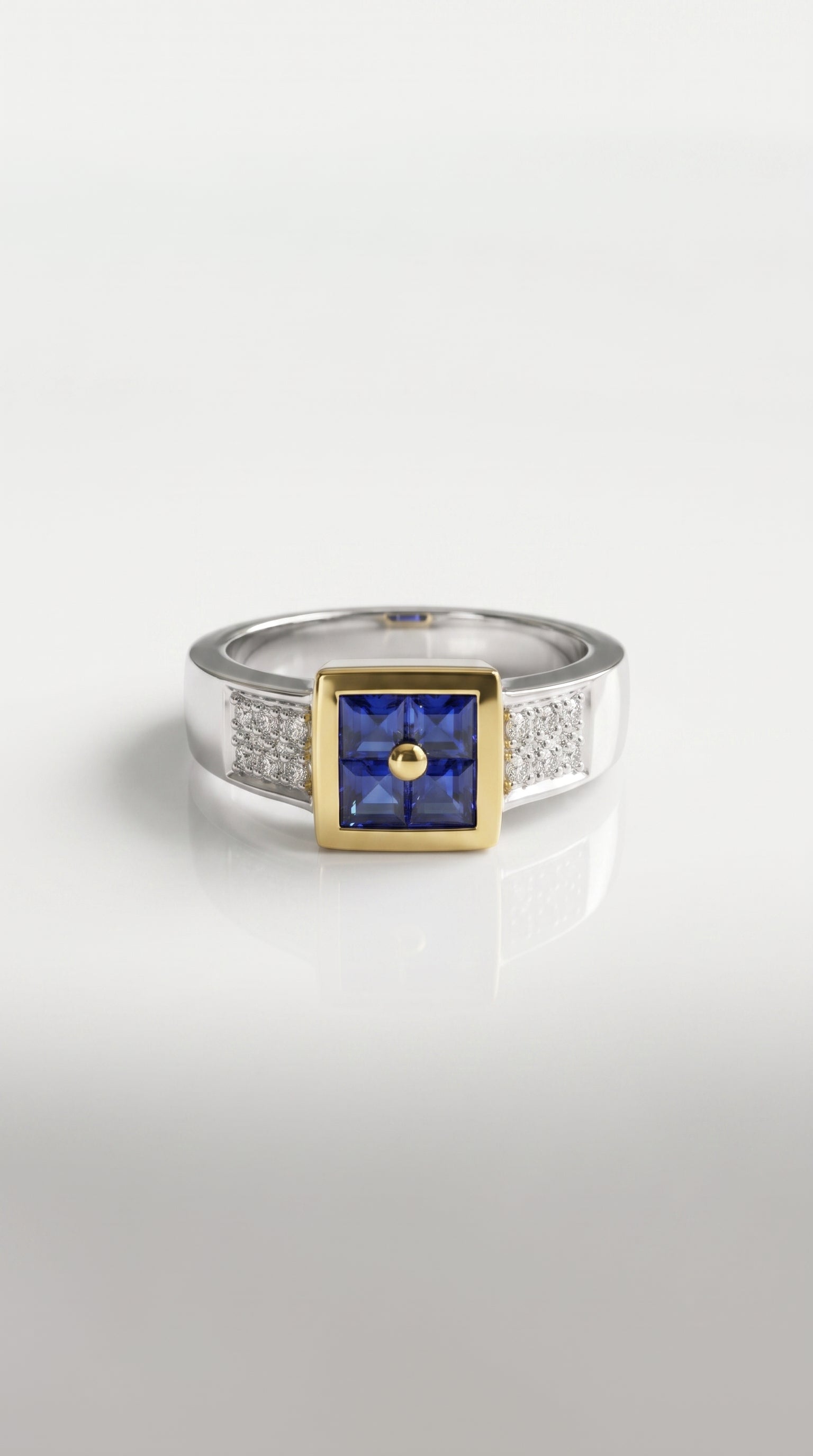 Princess Cut Sapphires Bezel Set Signet Ring
