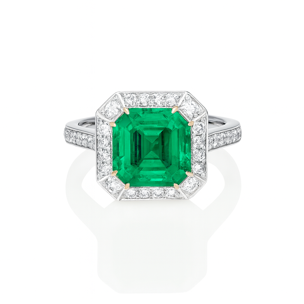 Asscher Cut Emerald Cut & Diamond Ring