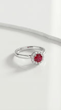 Burmese Ruby Halo Ring