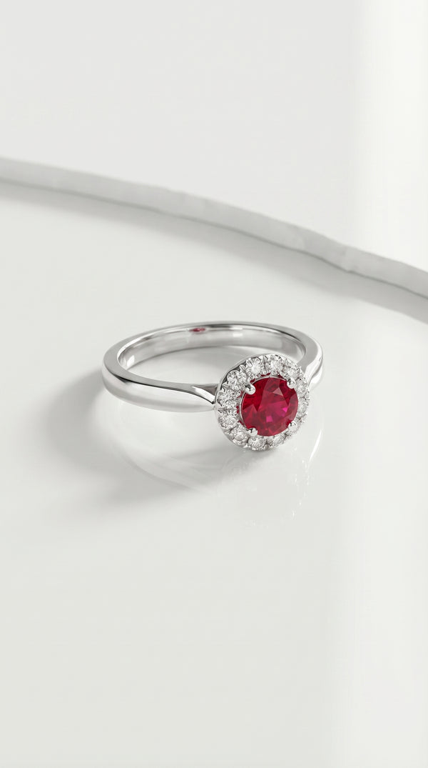 Burmese Ruby Halo Ring — Levendi Jewellers