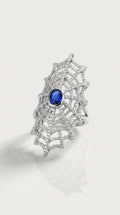 Arachnea Aurea - Web of love Sapphire & Diamond Ring