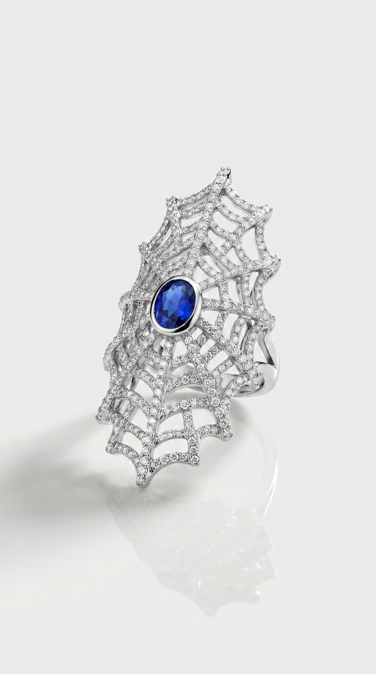 Arachnea Aurea - Web of love Sapphire & Diamond Ring — Levendi Jewellers