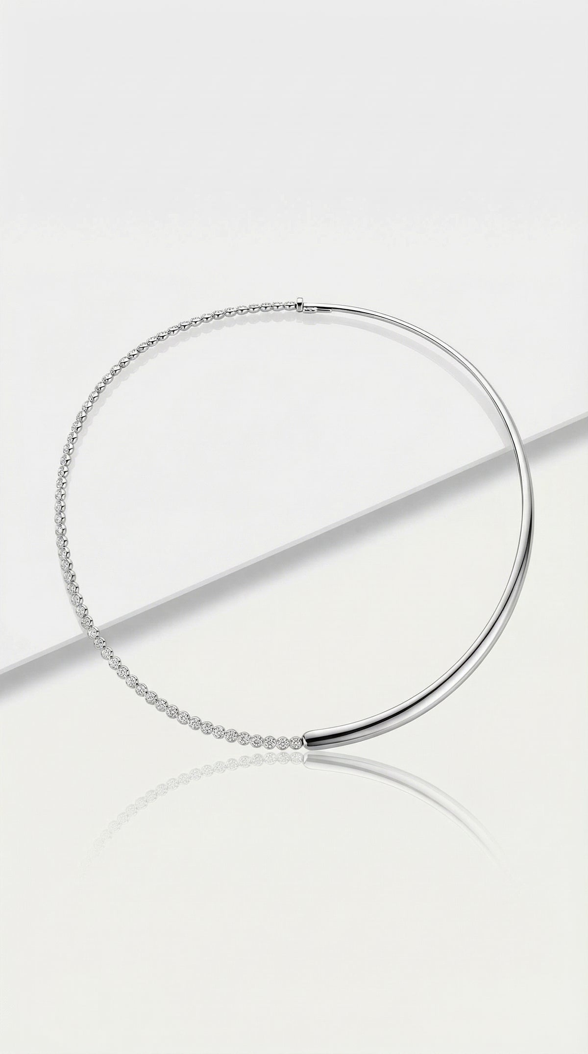 Pure Line - Half Tennis Half Omega Necklace — Levendi Jewellers