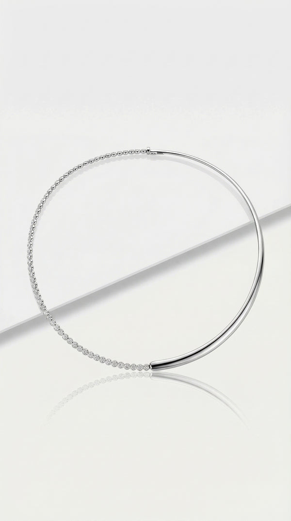 Pure Line - Half Tennis Half Omega Necklace — Levendi Jewellers