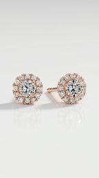 Classic Levendi 4 Claws Diamond Halo Studs, view 2 — Levendi Jewellers