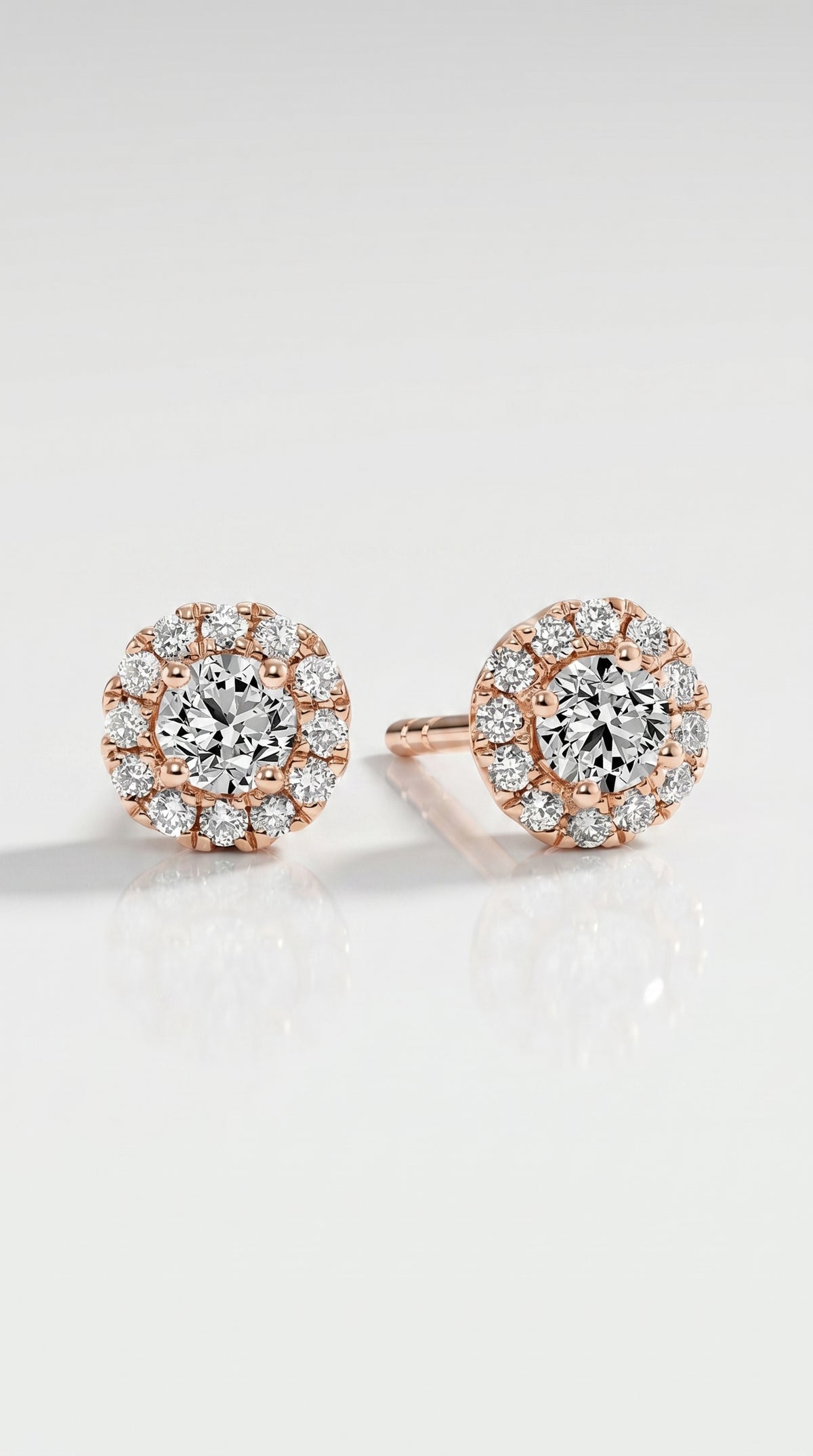 Classic Levendi 4 Claws Diamond Halo Studs, view 2 — Levendi Jewellers