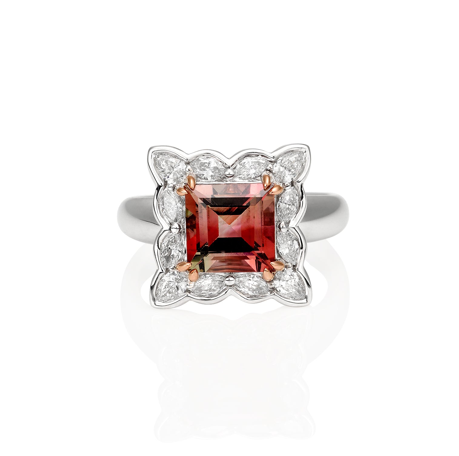 Princess Cut Tourmaline & Diamond Ring