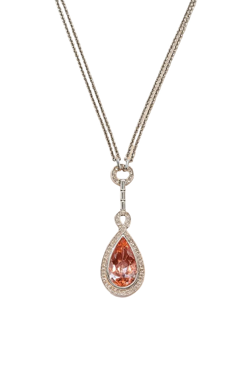 Morganite & Diamond Teardrop Pendant
