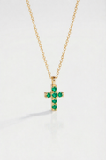Levendi Mini Emeralds Yellow Gold Cross