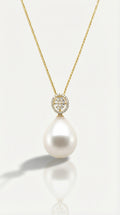 Australian South Sea Pearl - Drop Oval 14 mm Victorian Diamonds Pendant