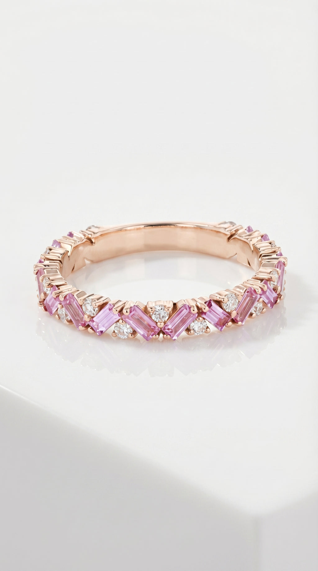 Rainbow - Petite Baguette Pink Sapphire Band — Levendi Jewellers