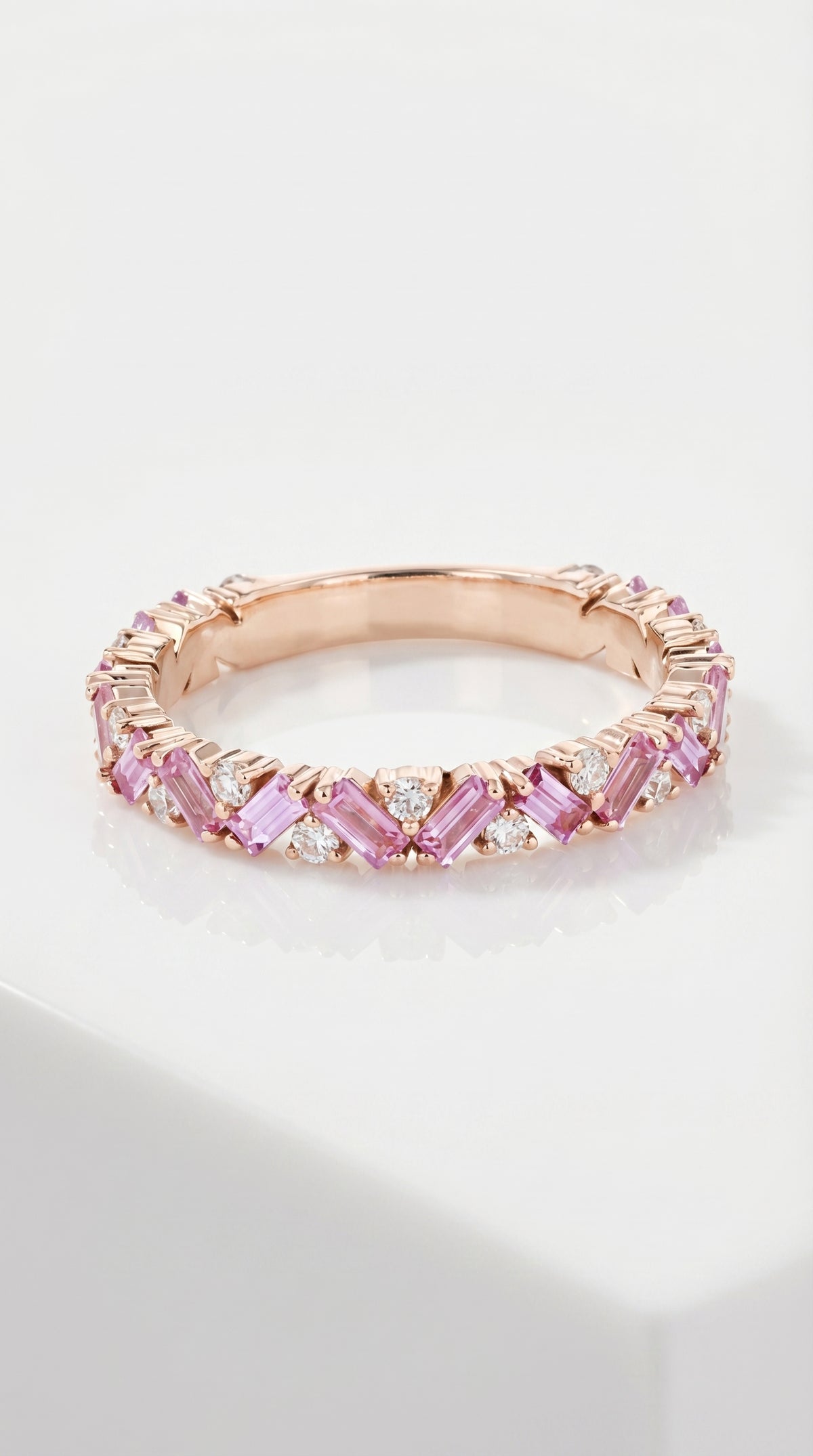 Rainbow - Petite Baguette Pink Sapphire Band — Levendi Jewellers