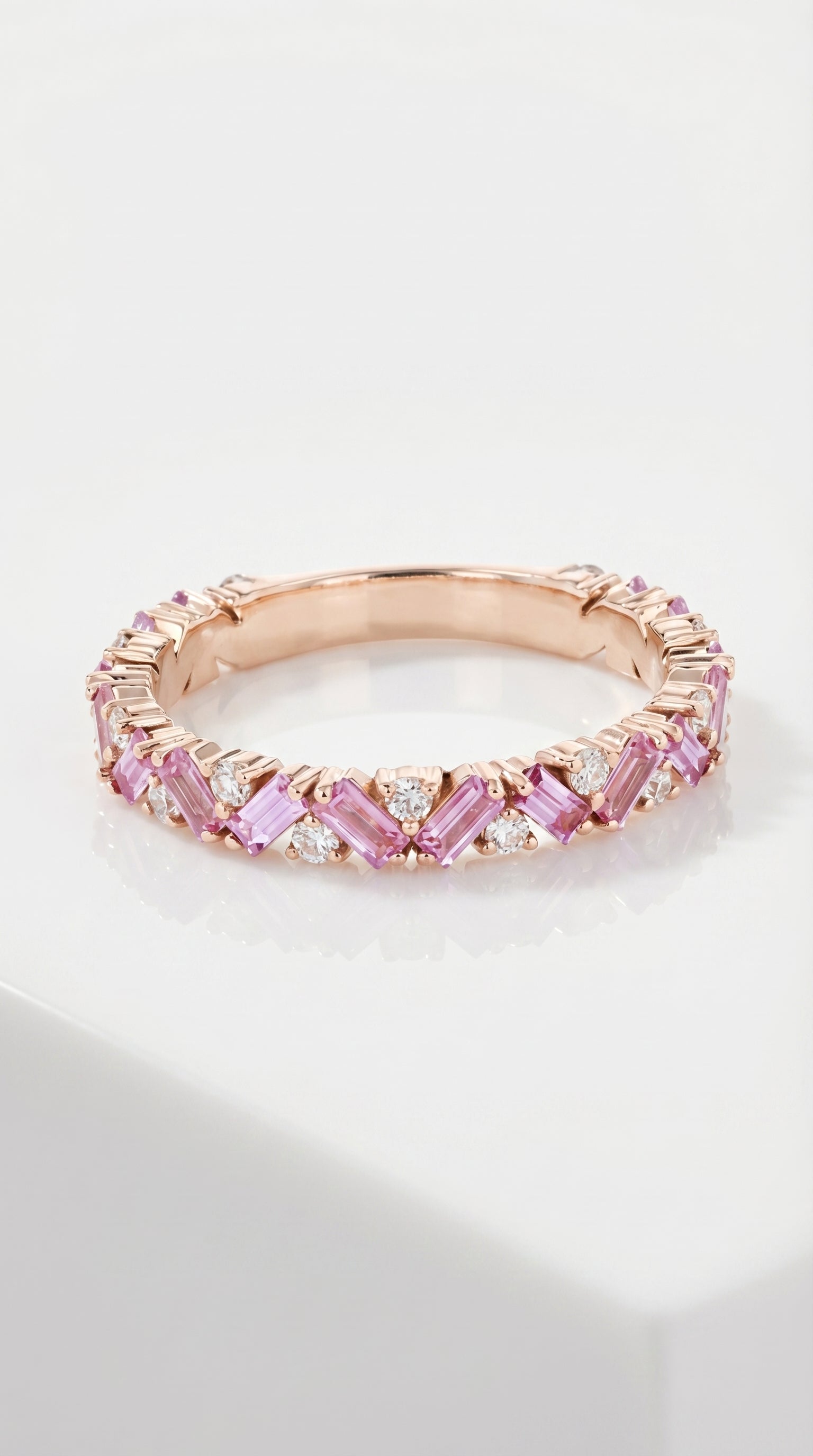 Rainbow - Petite Baguette Pink Sapphire Band