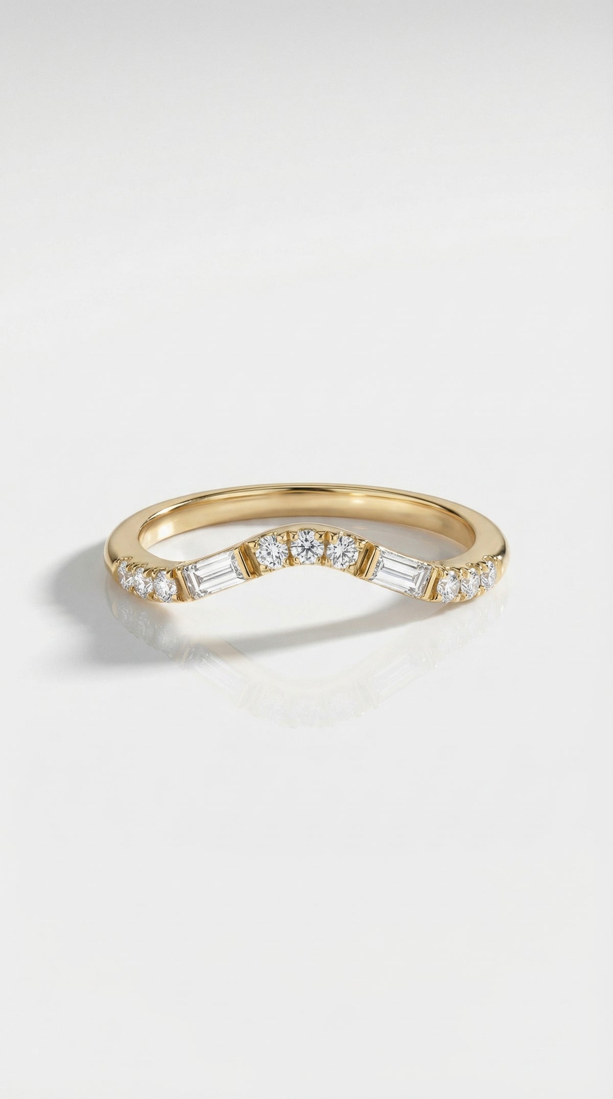 Wedding band - Baguette & Round Soft Curve — Levendi Jewellers