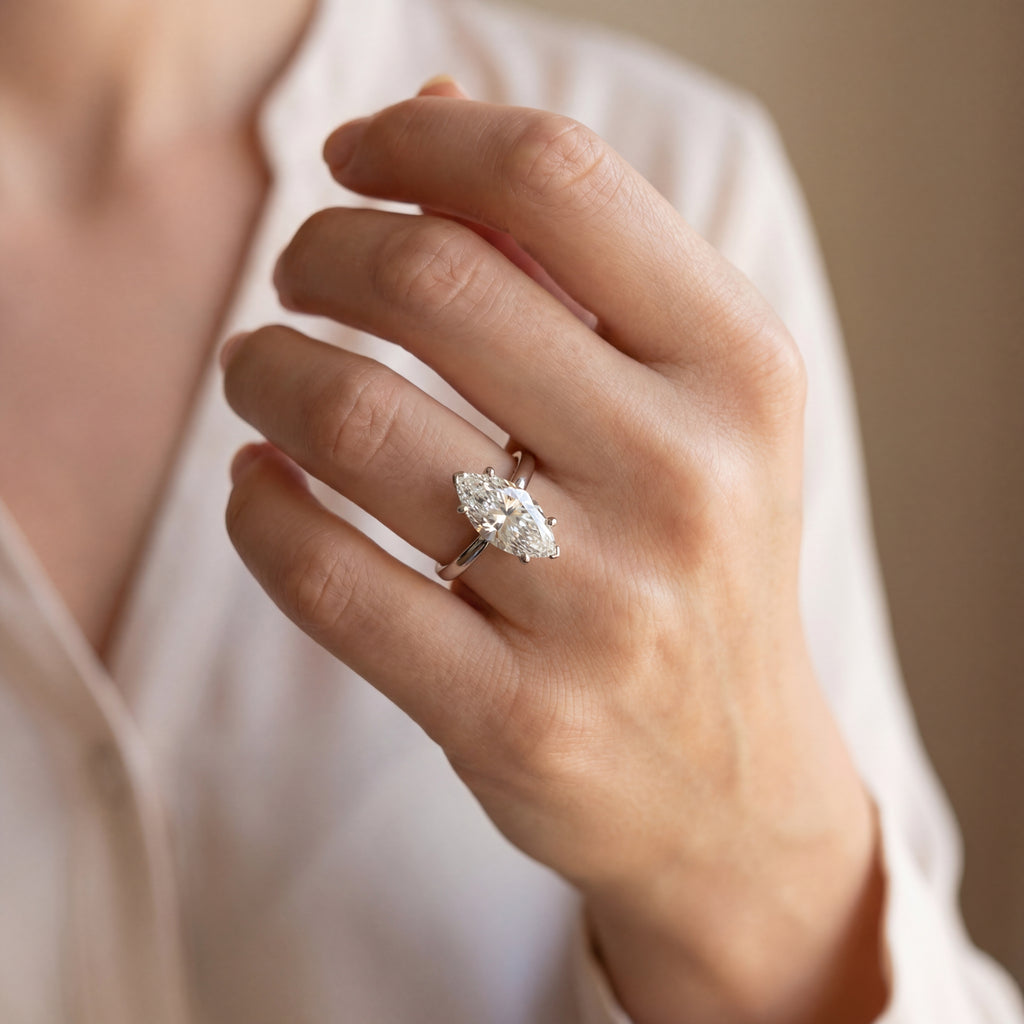 Levendi Signature - Marquise 4 Claws Engagement Ring, view 2 — Levendi Jewellers