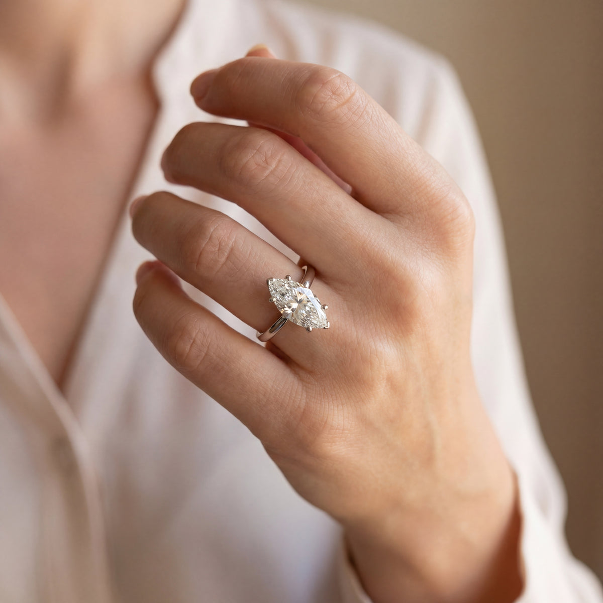 Levendi Signature - Marquise 4 Claws Engagement Ring, view 2 — Levendi Jewellers