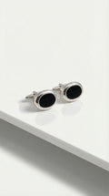 Silver Onyx Oval Cufflinks