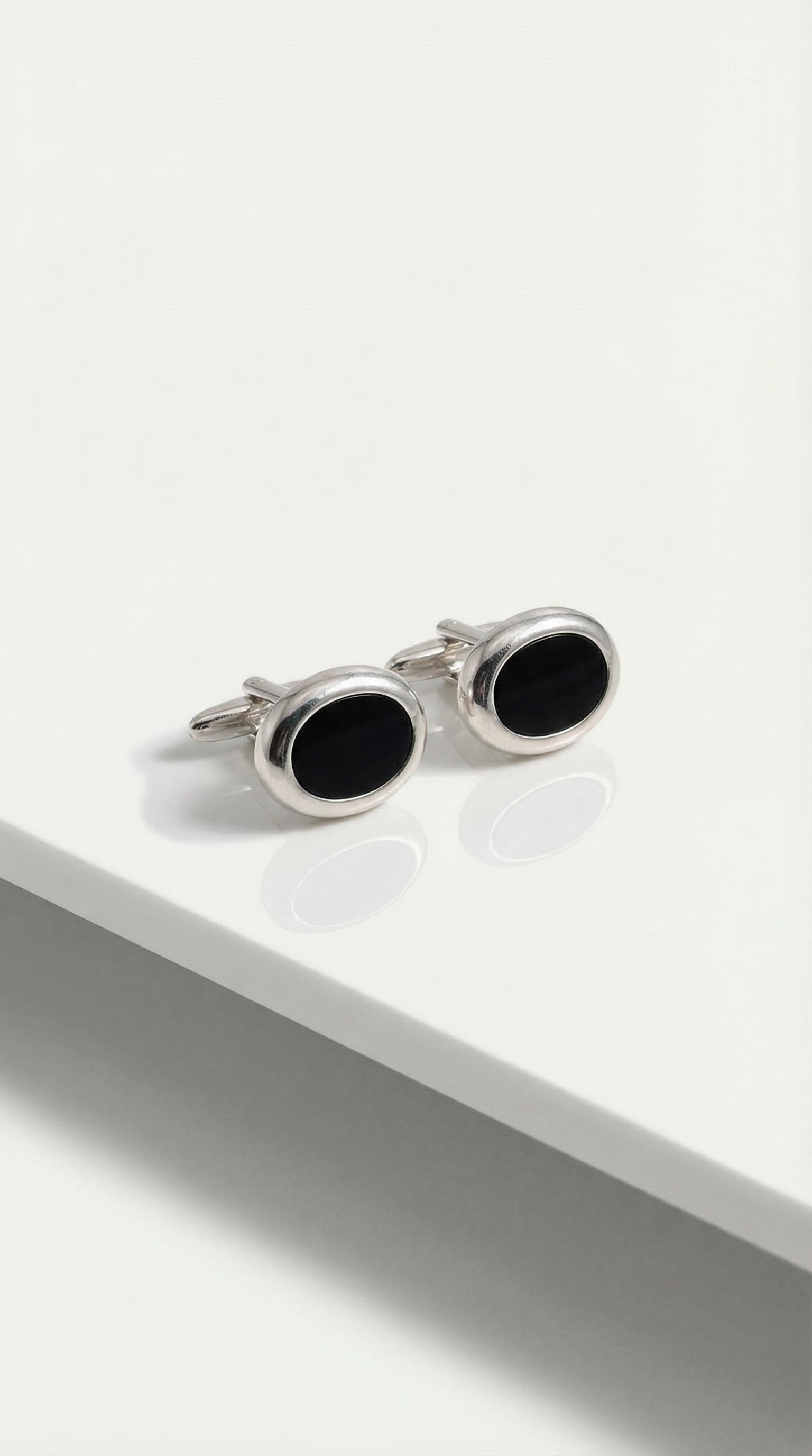 Silver Onyx Oval Cufflinks