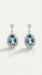 Aquamarine & Diamond Drop Earrings — Levendi Jewellers