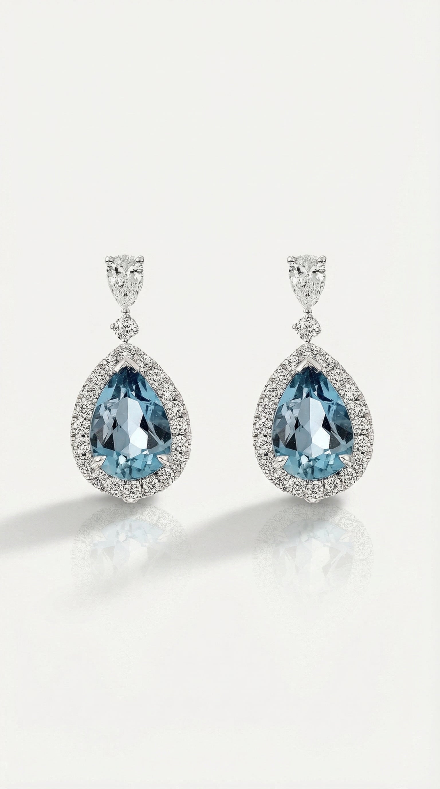 Aquamarine & Diamond Drop Earrings