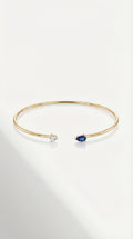 Rainbow Blue Sapphire & Diamond Open Bangle