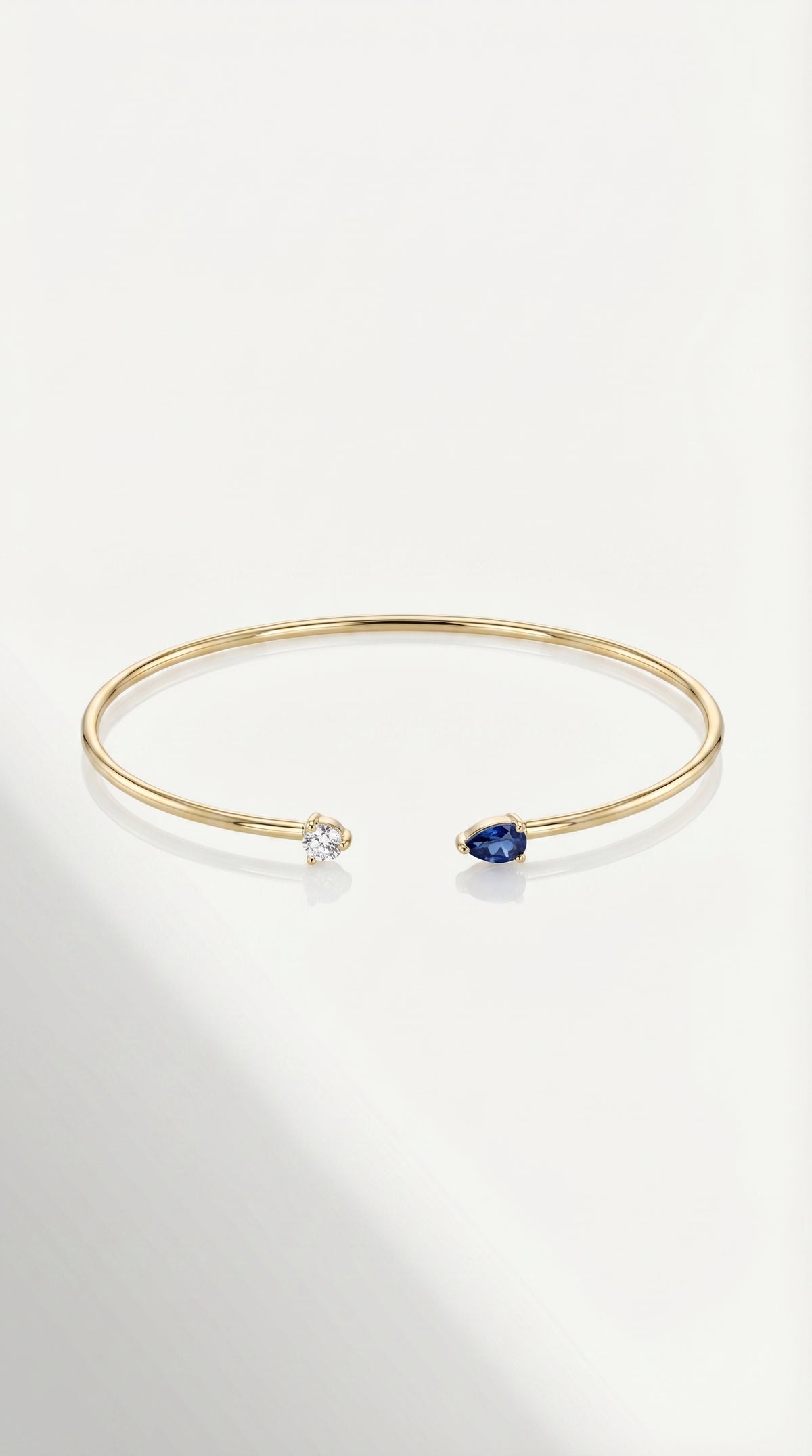 Rainbow Blue Sapphire & Diamond Open Bangle — Levendi Jewellers