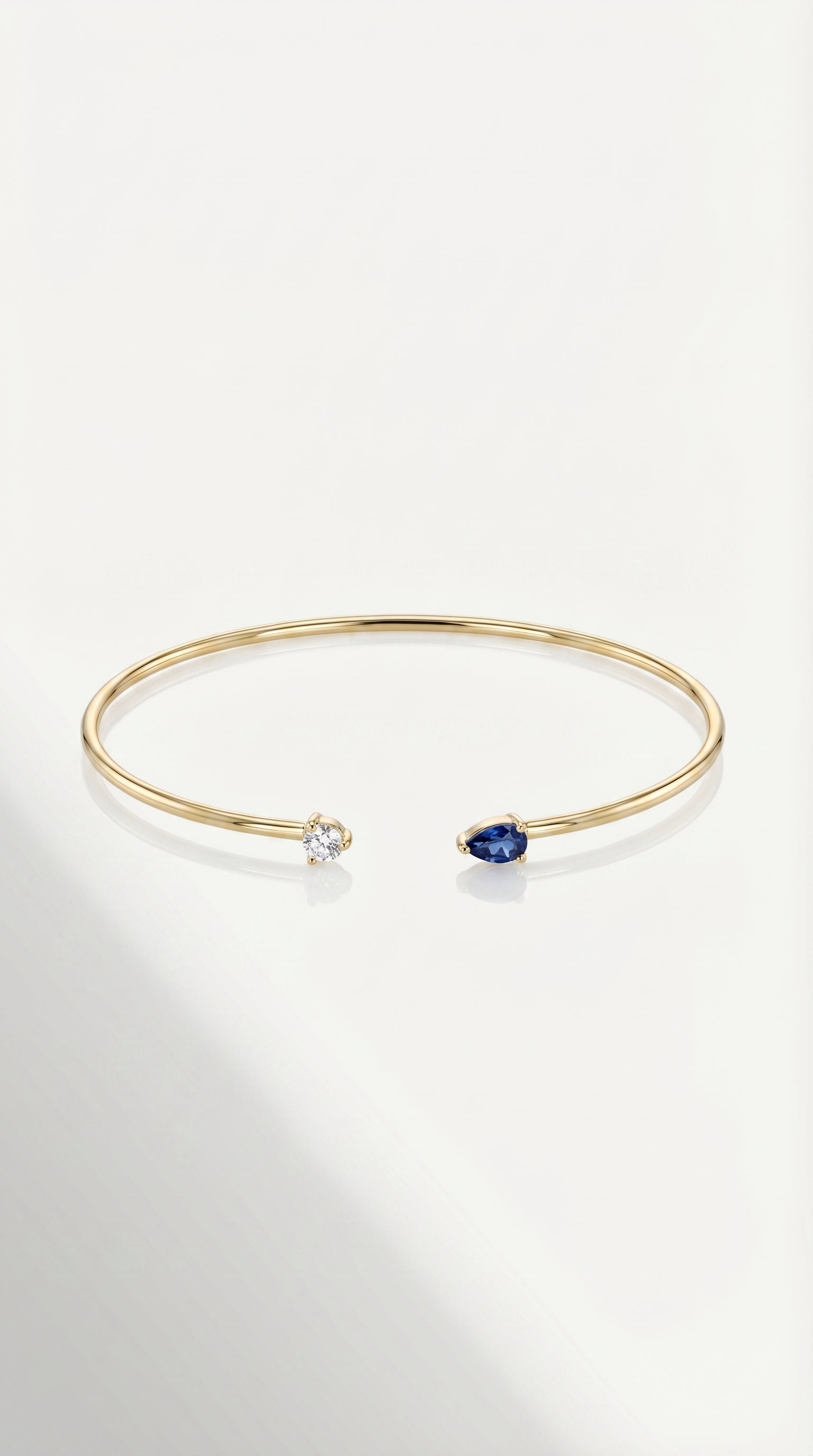 Rainbow Blue Sapphire & Diamond Open Bangle
