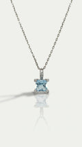 Princess Cut Aquamarine Diamond Pendant