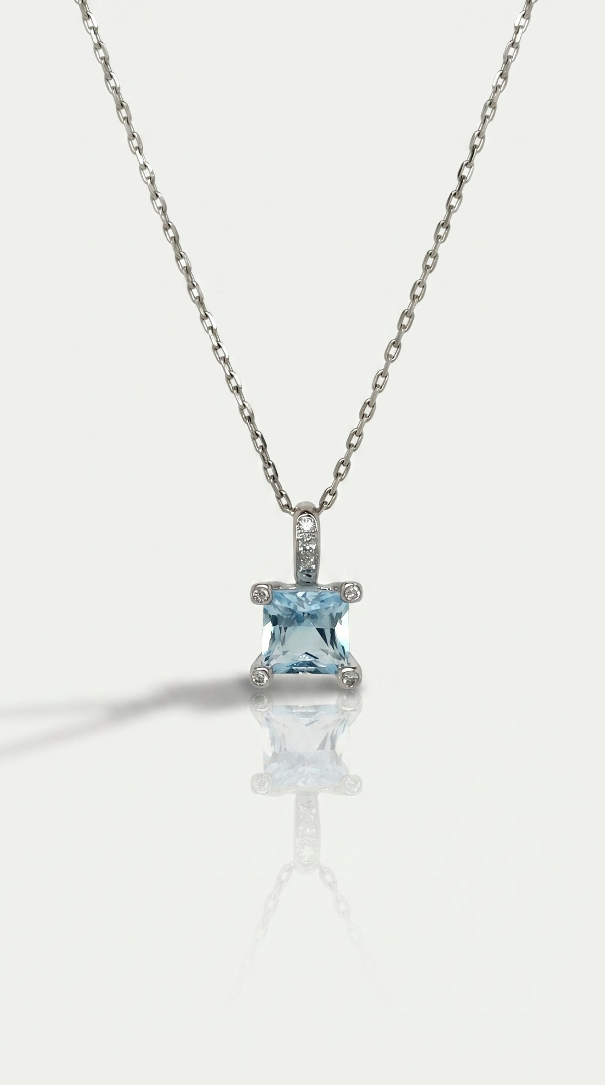 Princess Cut Aquamarine Diamond Pendant — Levendi Jewellers