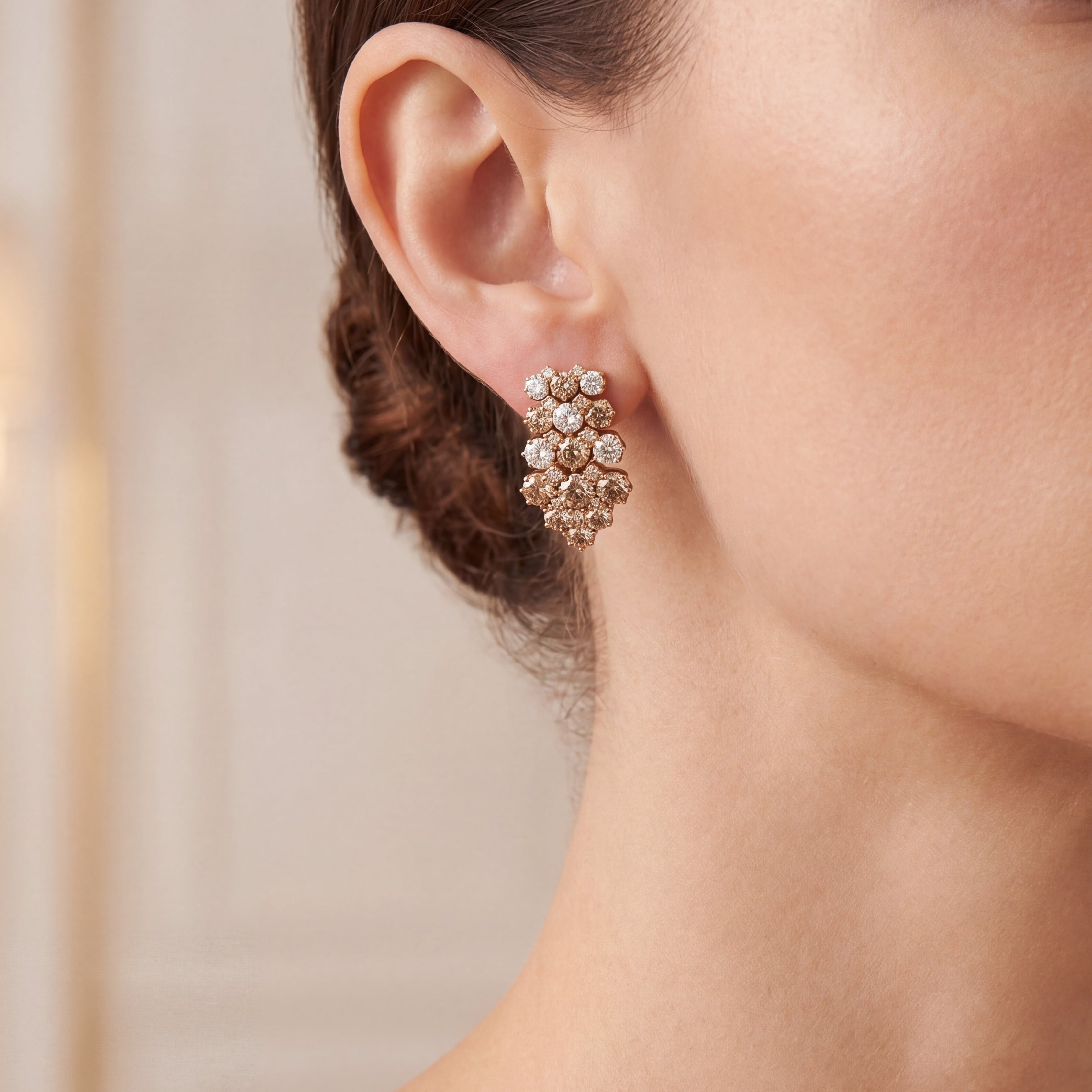 Grand Soir - Champagne Diamond & White Diamond Earrings