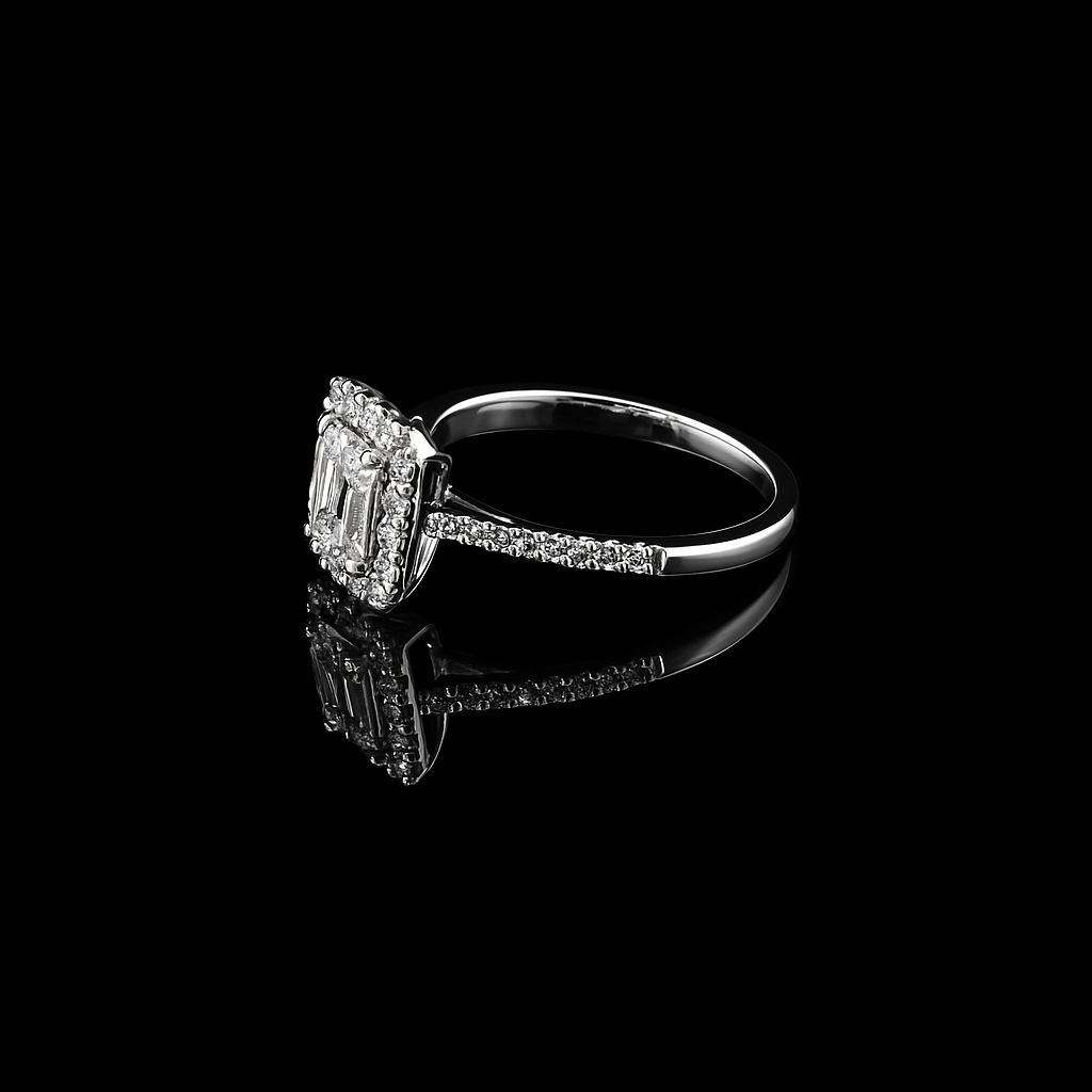 Cluster Baguette cut 0.51 CT Engagement Ring - Natural