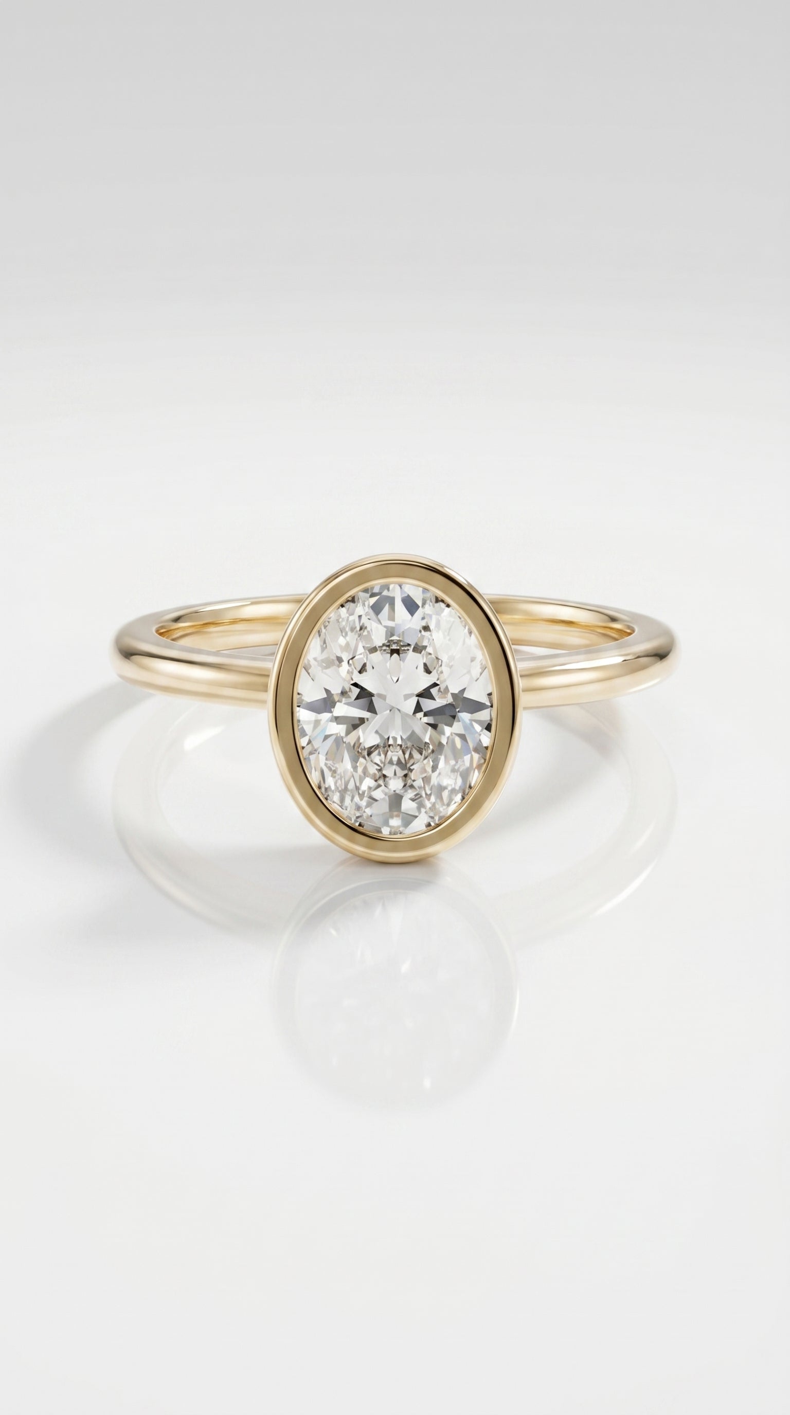 Levendi Wave of Love - Oval Cut Bezel Set Engagement Ring