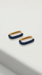 Levendi Essentials - U shape Blue Sapphire pavé Hoops — Levendi Jewellers