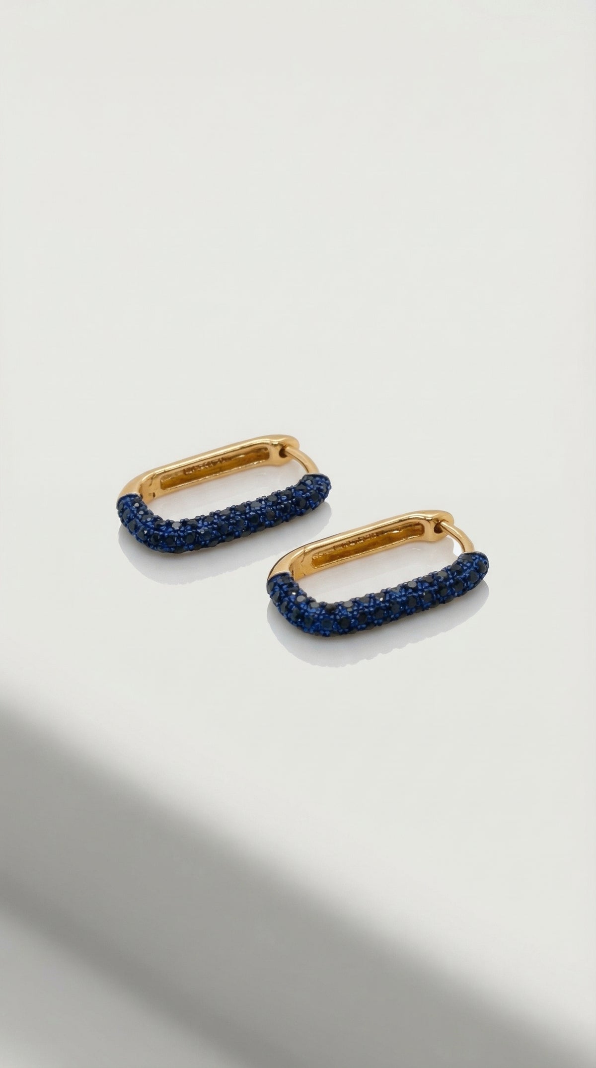 Levendi Essentials - U shape Blue Sapphire pavé Hoops — Levendi Jewellers