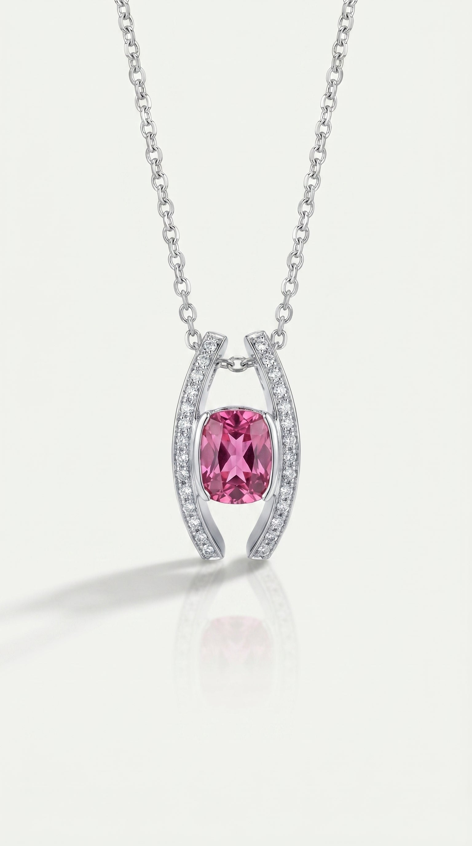 Pink Tourmaline & Diamond Pendant