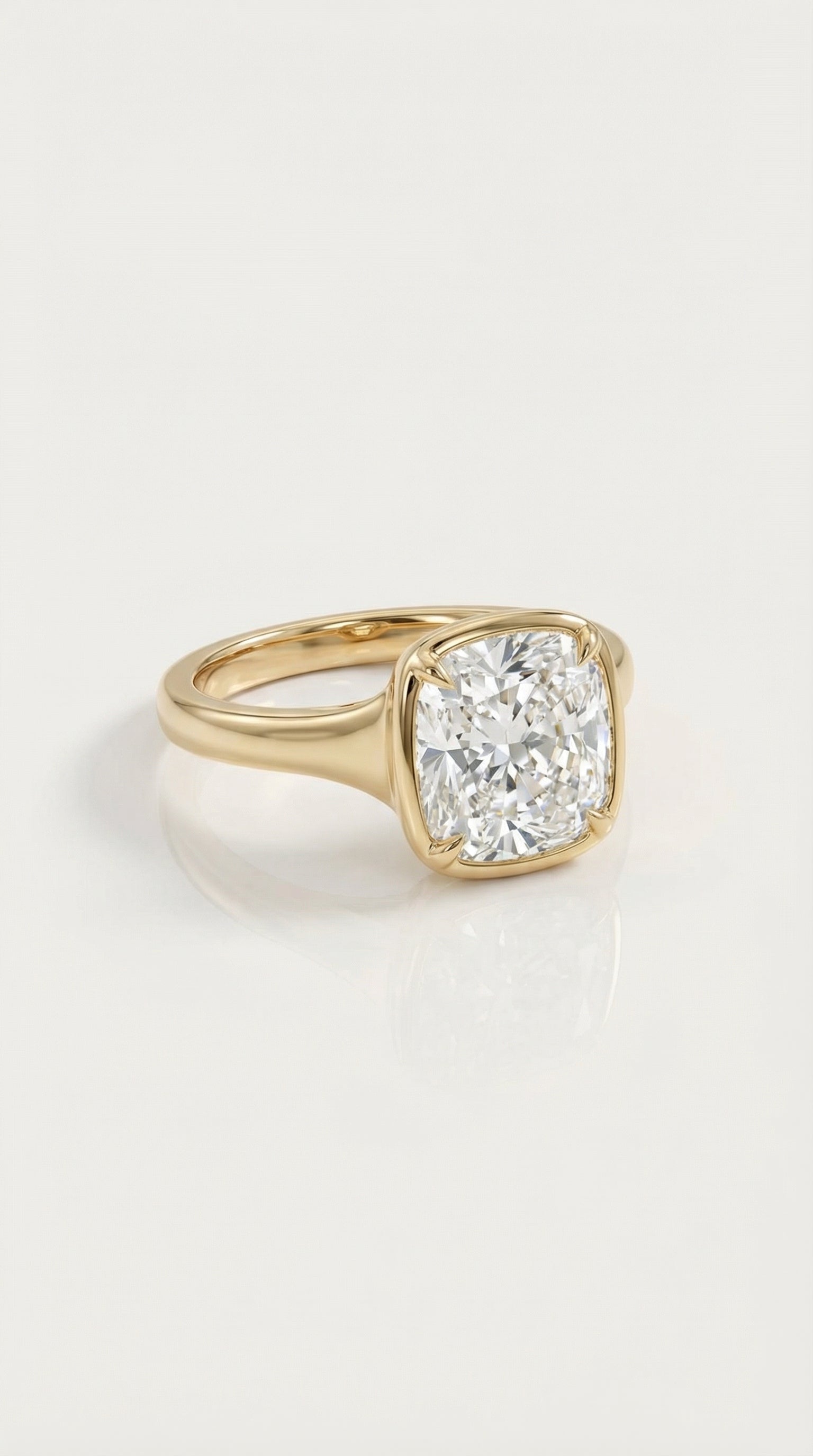 Levendi Wave of Love - Cushion Cut Bezel Engagement Ring