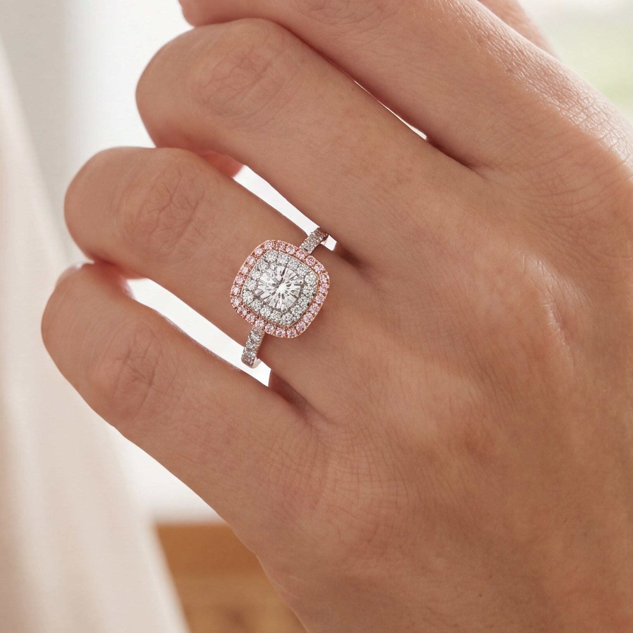 Argyle Essence - Odessa Halo Engagement Ring