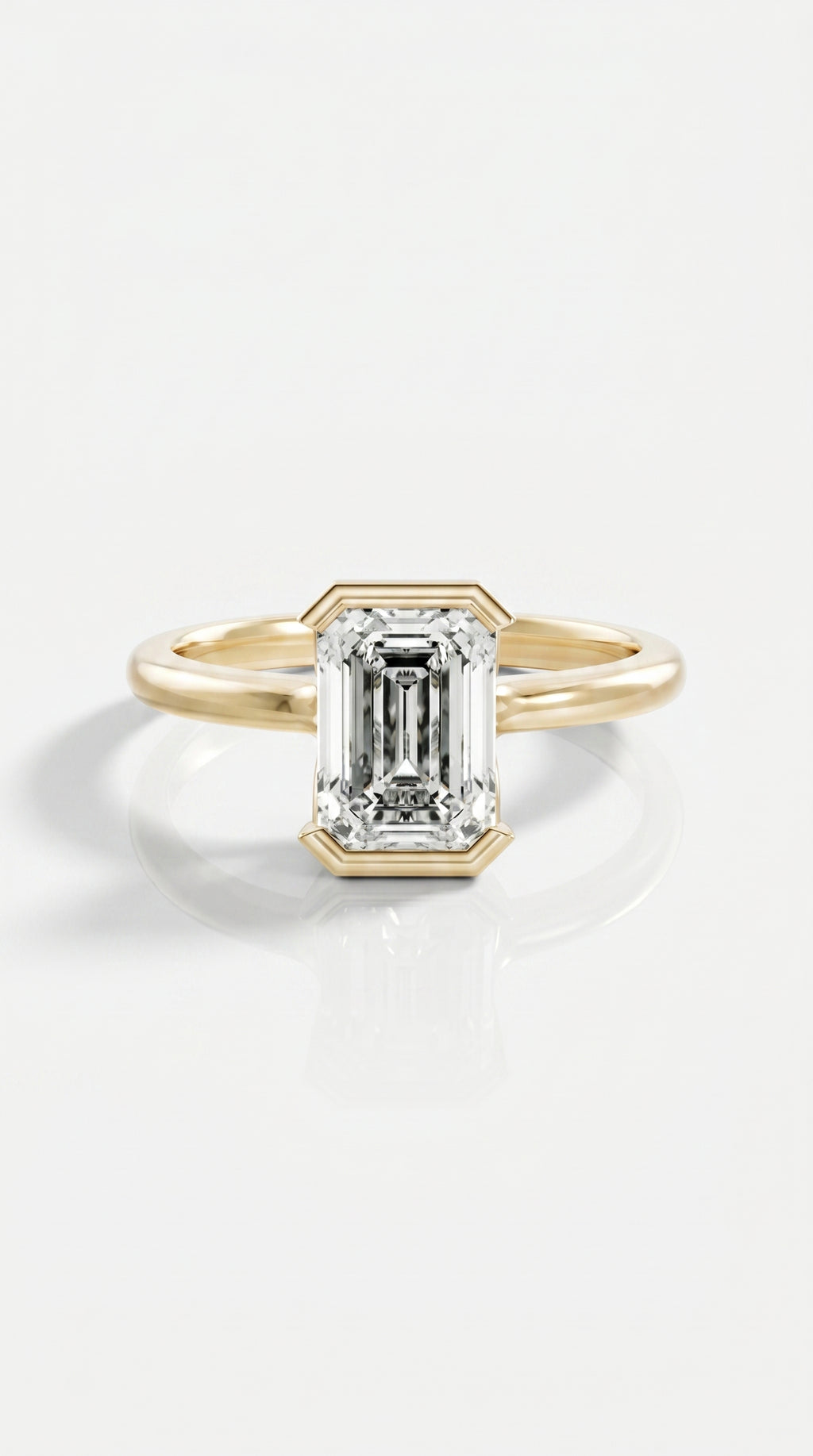 Levendi Wave of Love - Emerald Cut Open Bezel Engagement Ring — Levendi Jewellers