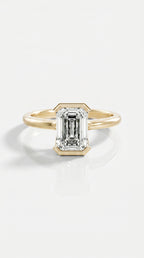 Levendi Wave of Love - Emerald Cut Open Bezel Engagement Ring — Levendi Jewellers