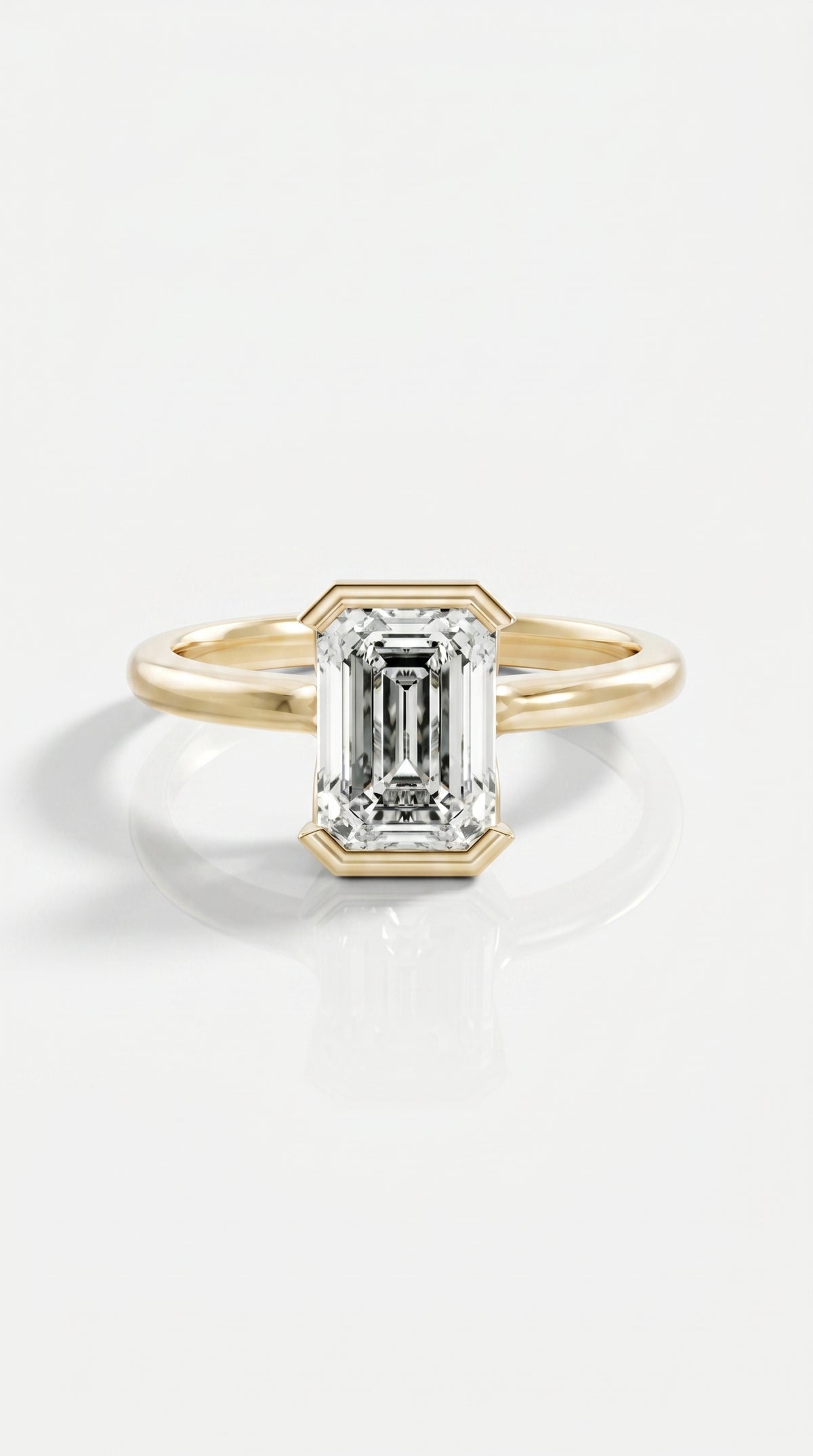 Levendi Wave of Love - Emerald Cut Open Bezel Engagement Ring — Levendi Jewellers