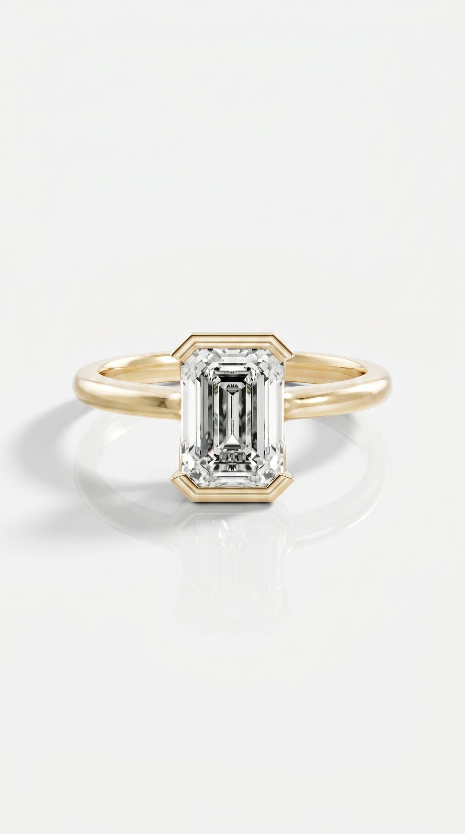 Levendi Wave of Love - Emerald Cut Open Bezel Engagement Ring