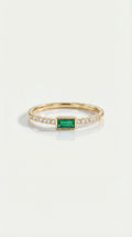 Rainbow Gemstone Emerald Petite Ring