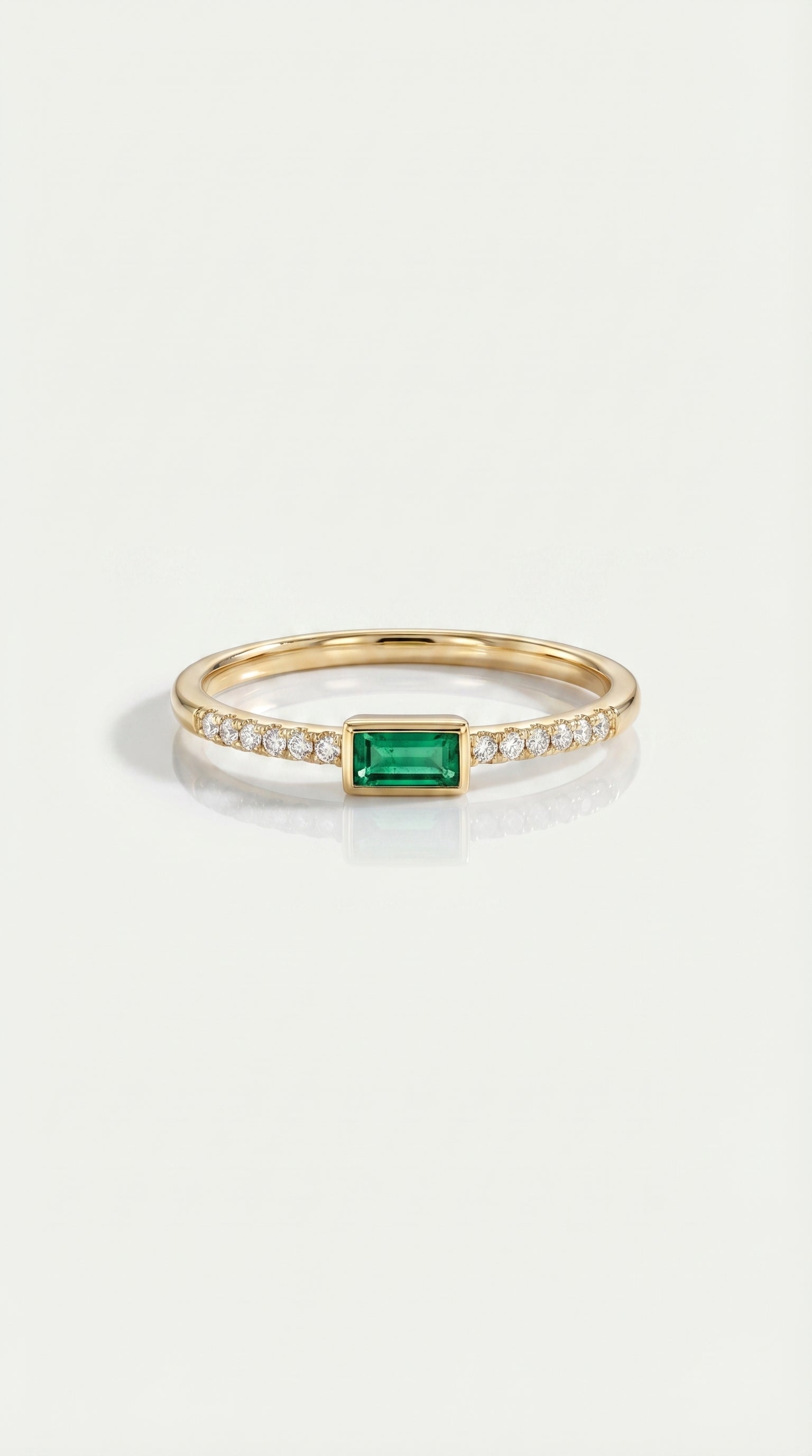 Rainbow Gemstone Emerald Petite Ring