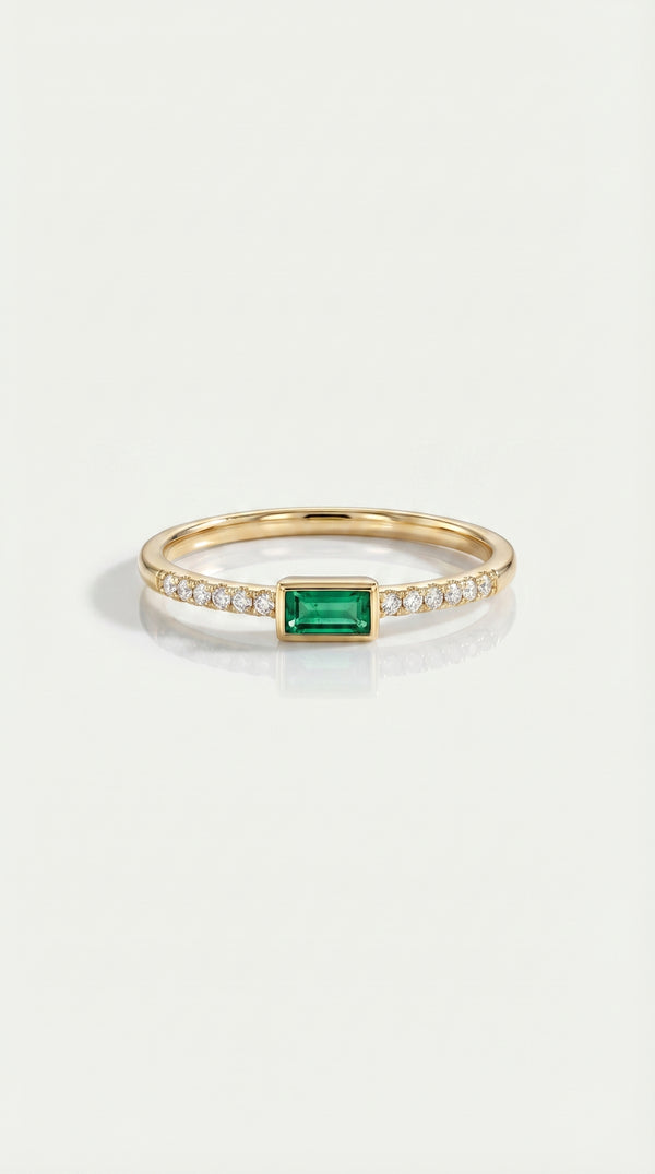 Rainbow Gemstone Emerald Petite Ring — Levendi Jewellers
