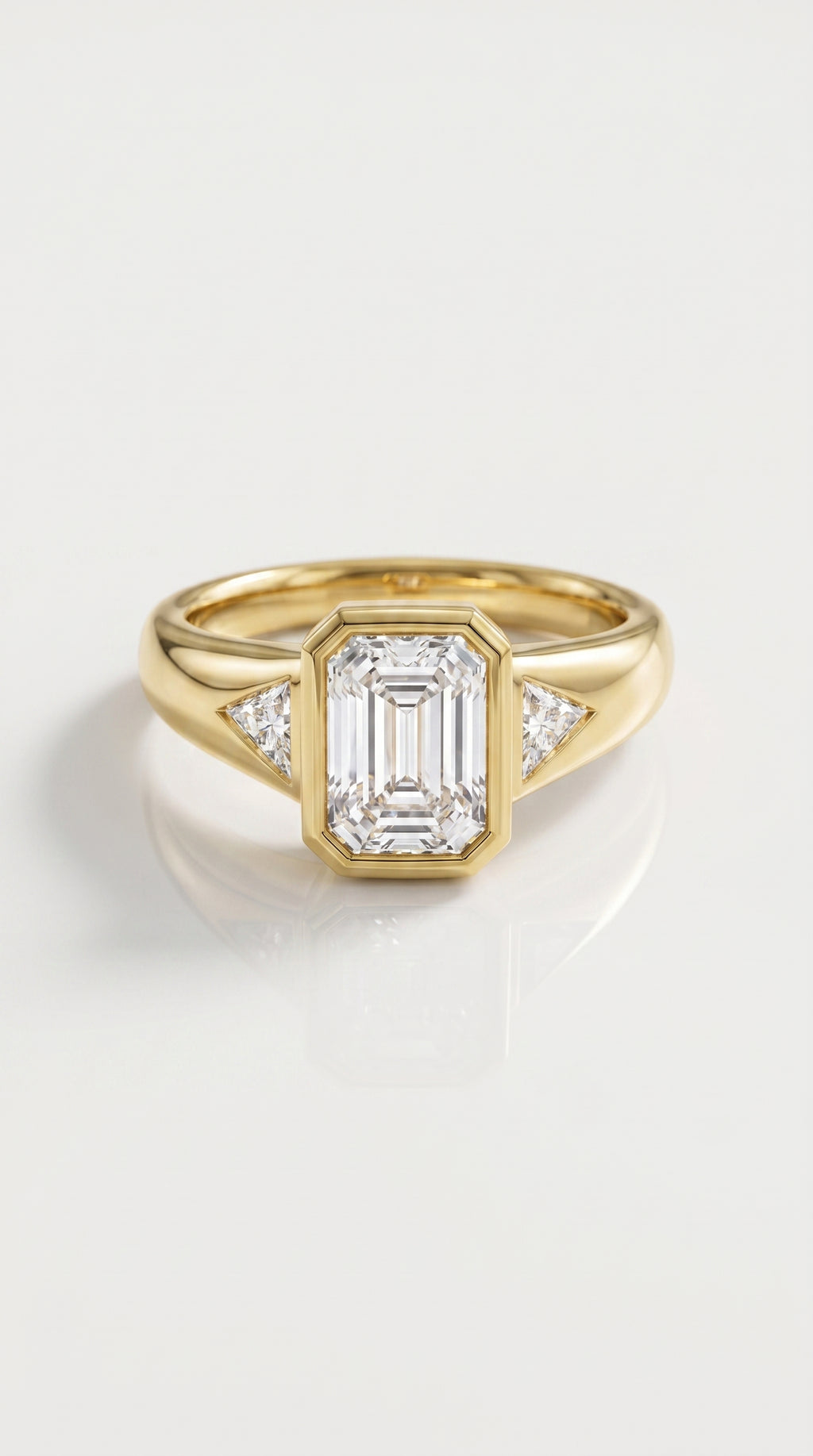 Levendi Wave of Love - Emerald Cut Trillion Bezel Wide Engagement Ring — Levendi Jewellers
