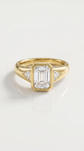 Levendi Wave of Love - Emerald Cut Trillion Bezel Wide Engagement Ring