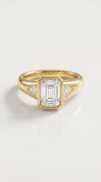 Levendi Wave of Love - Emerald Cut Trillion Bezel Wide Engagement Ring — Levendi Jewellers