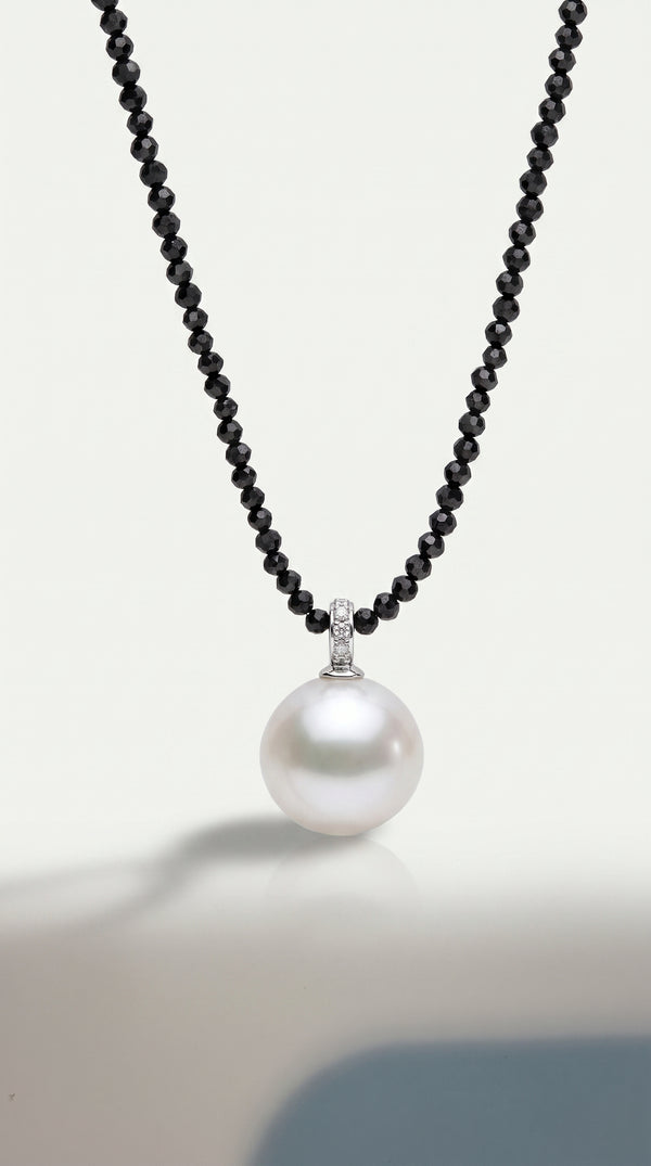 Australian South Sea Pearl & Black Diamond Necklace — Levendi Jewellers